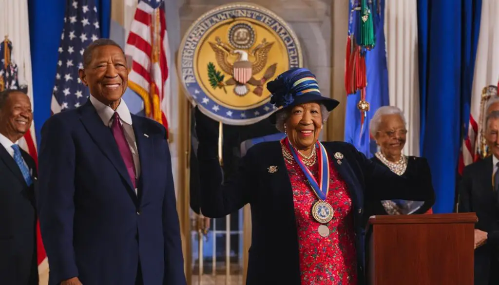 Dorothy Height receiving the Presidential Medal of Freedom